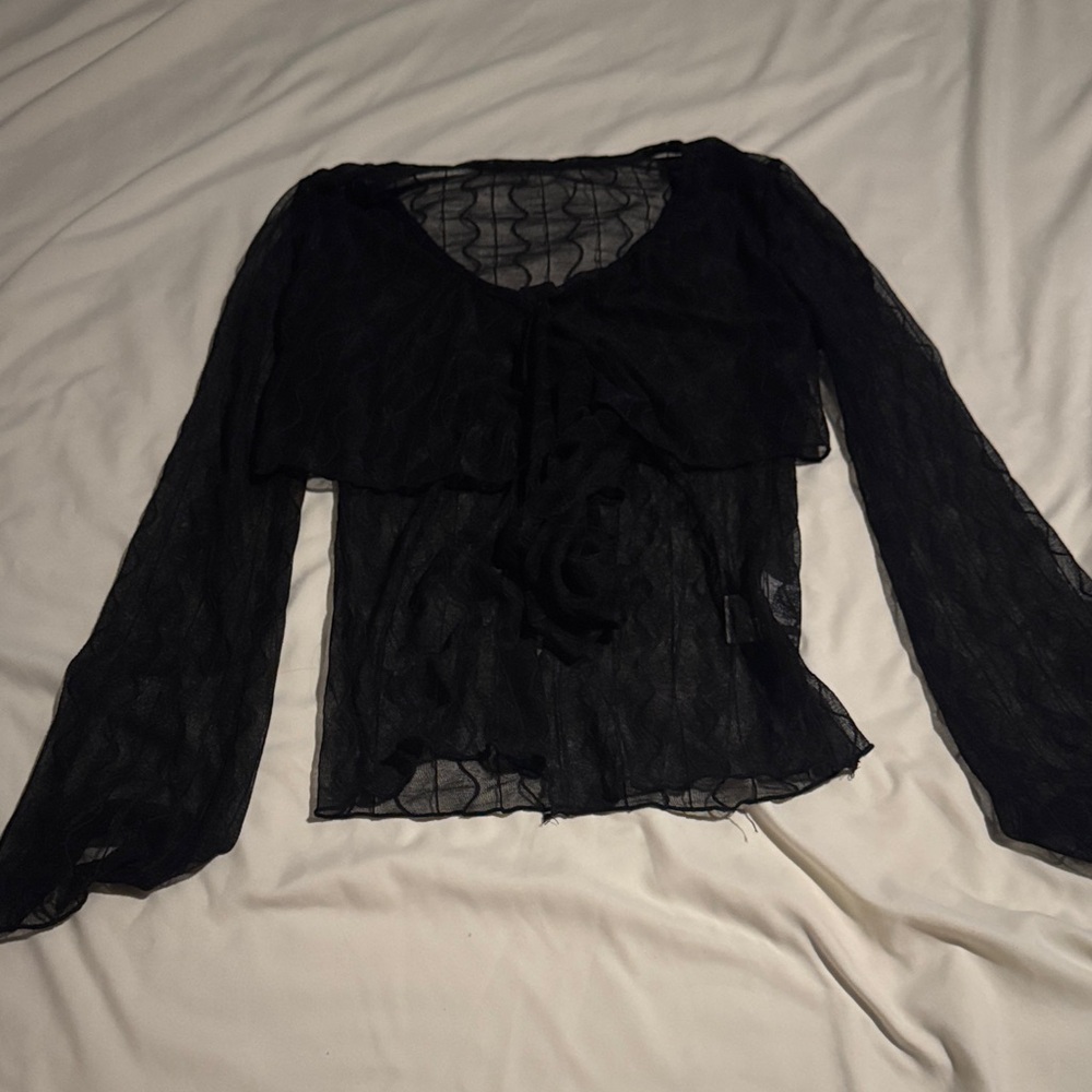 SHEIN Elegant Black Sheer Blouse